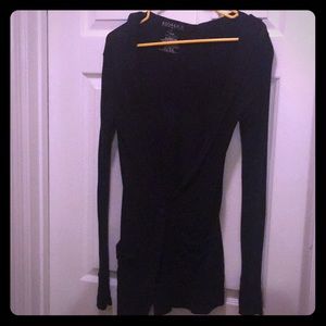 Long black hooded Cardigan